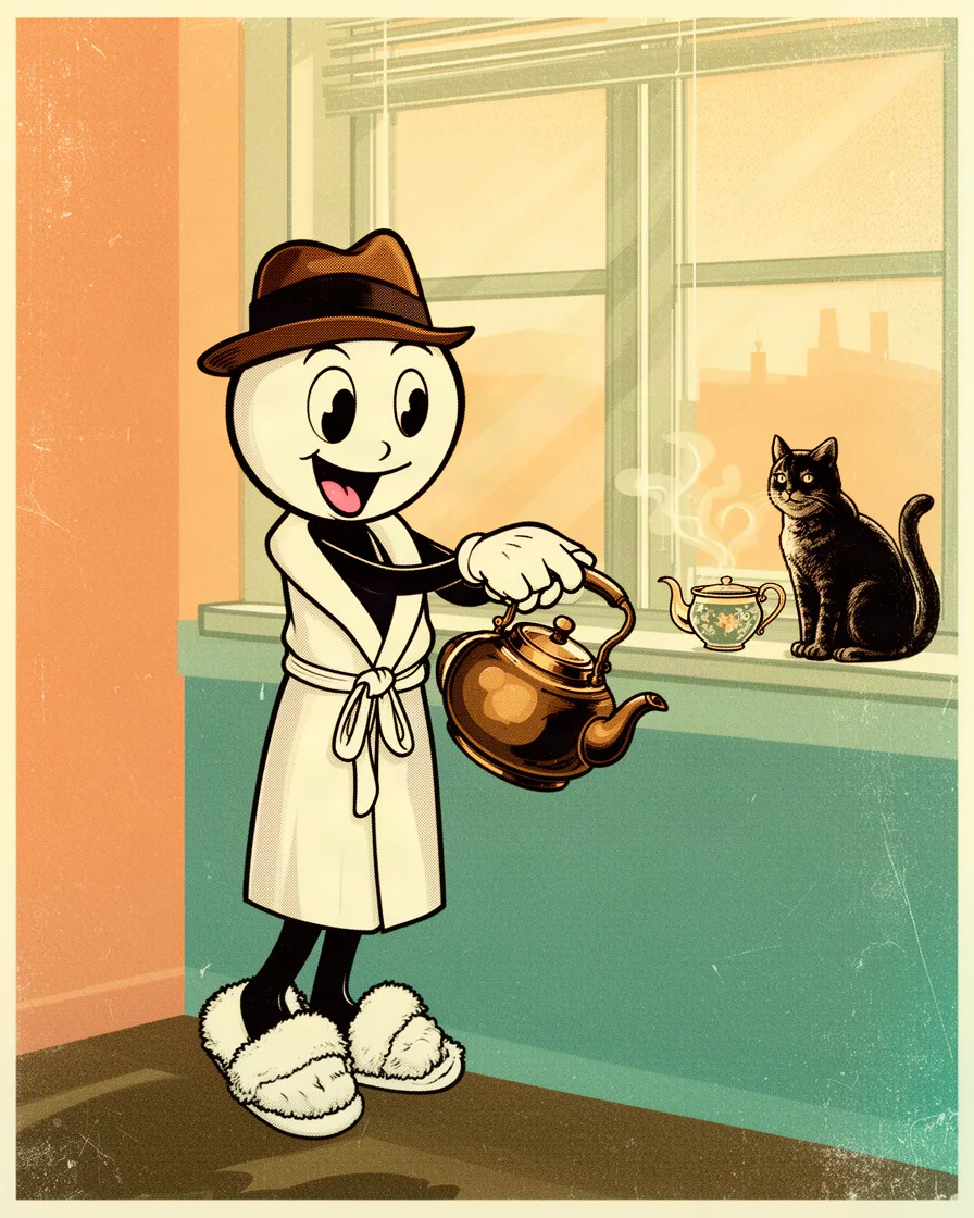 Budly pouring tea